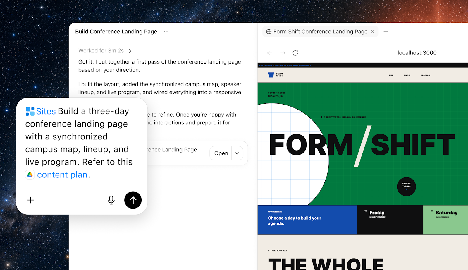 ChatGPT Work costruisce un sito interattivo con form e componenti grafici