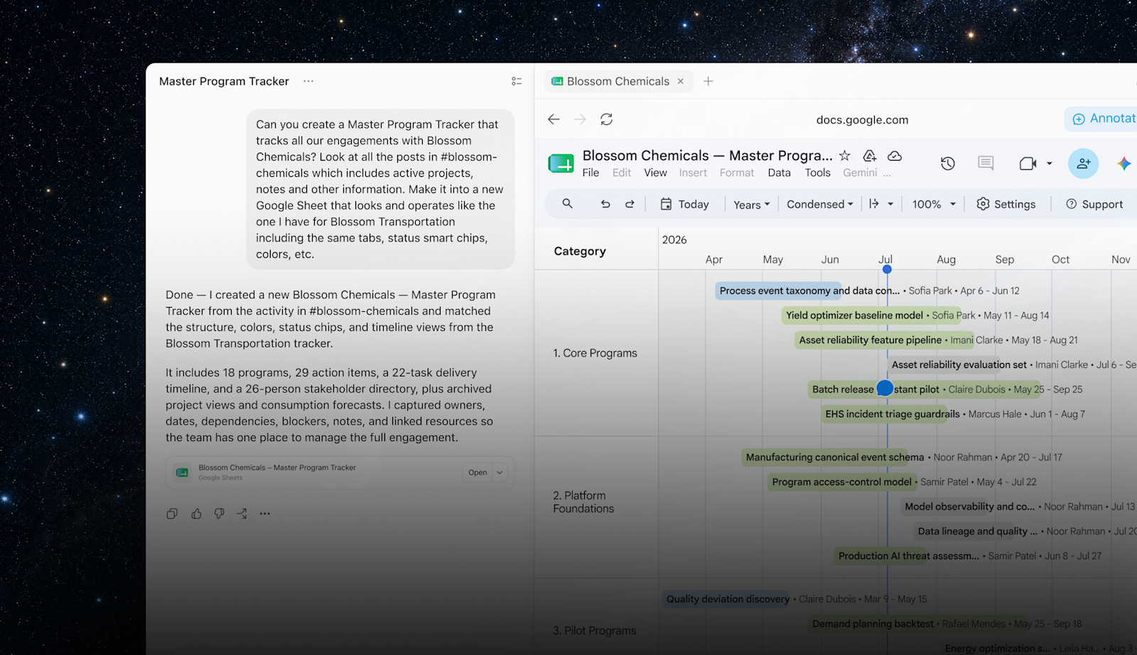 ChatGPT Work usa più schede del browser e un foglio di calcolo nell'app desktop