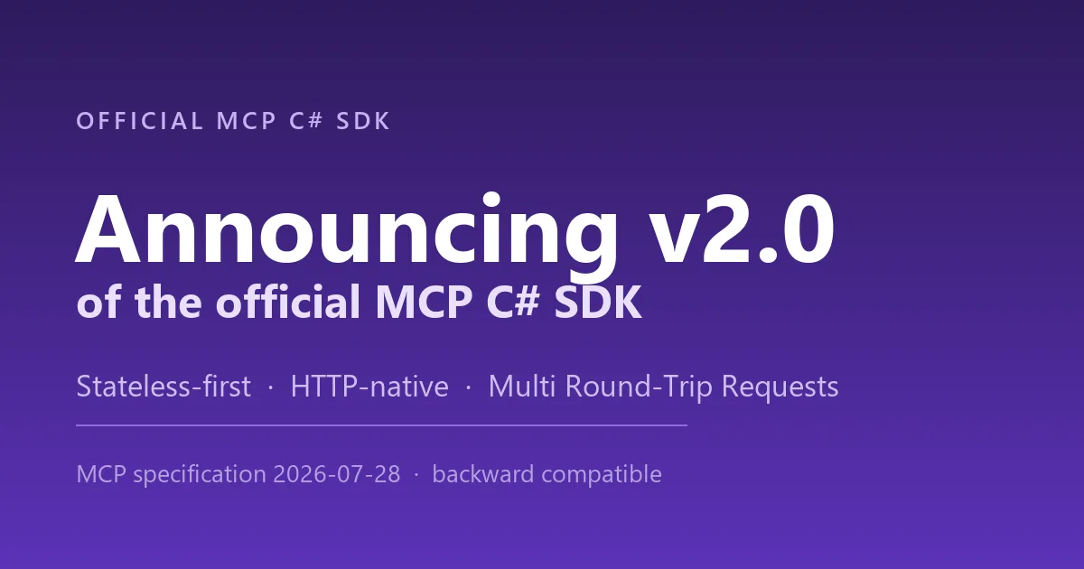 Cover ufficiale Microsoft dell’SDK MCP C# 2.0