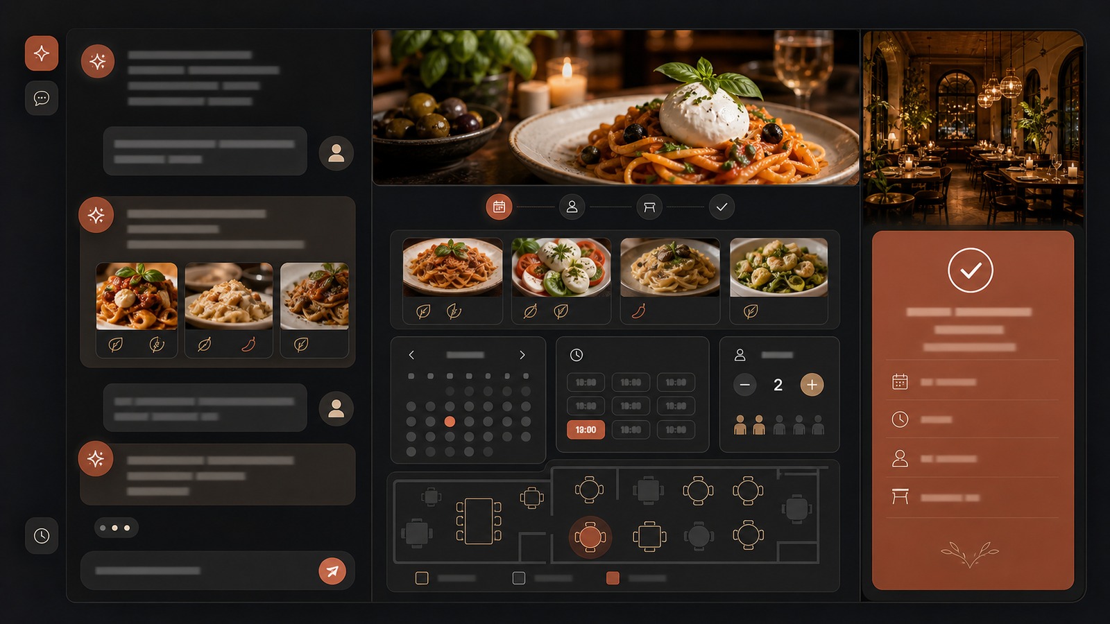 Visualizzazione concettuale di una MCP App per menu e prenotazioni di un ristorante