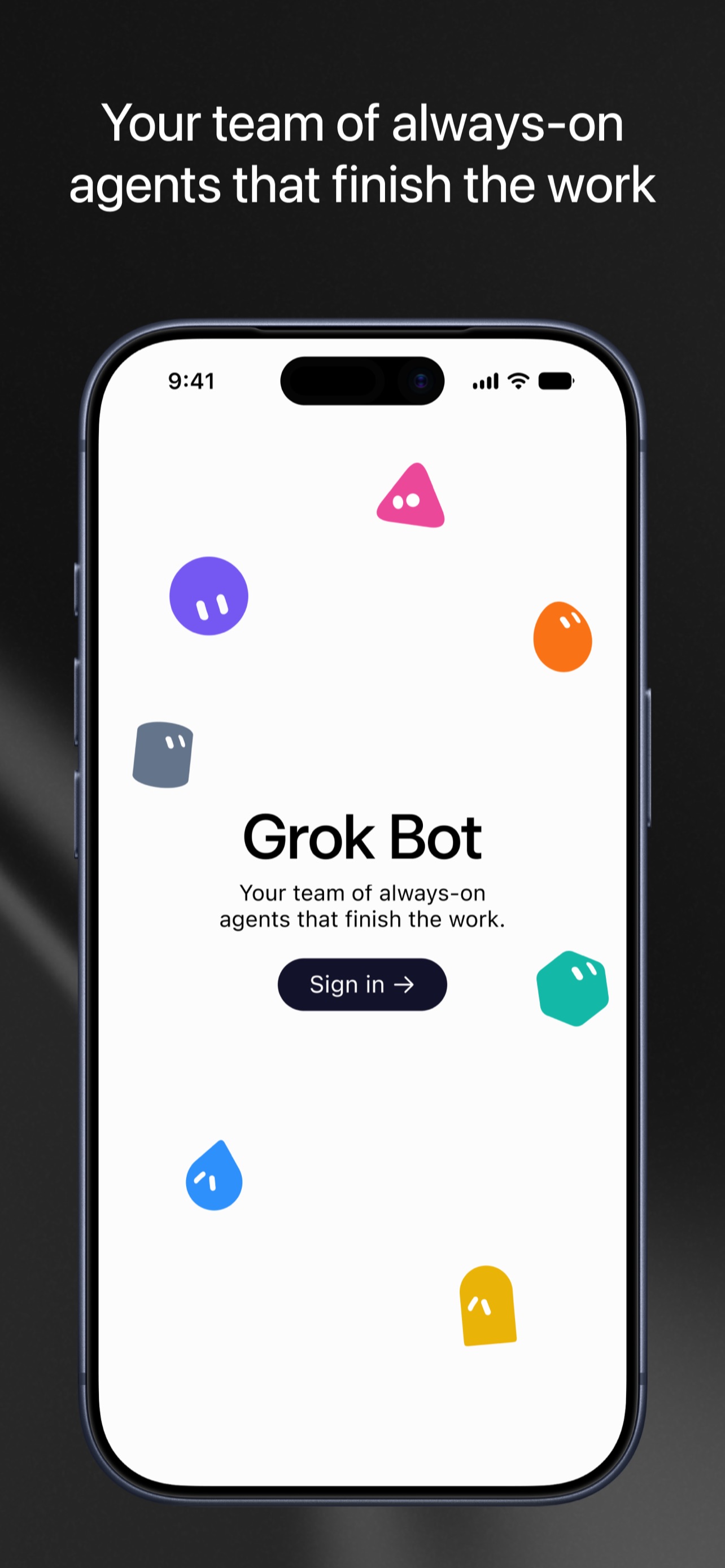 Schermata iniziale ufficiale dell’app Grok Bot per iPhone